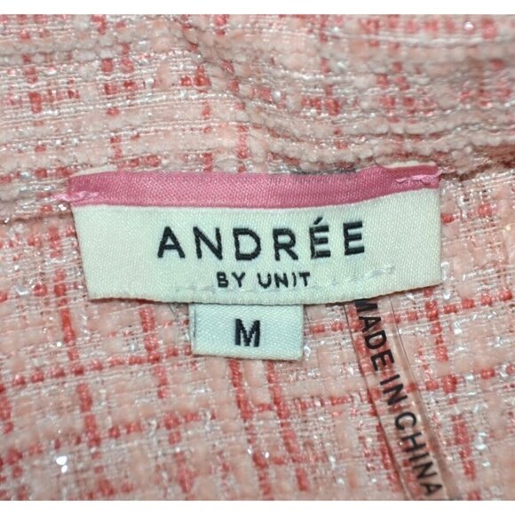 Andree By Unit Ladies Metallic Pink Tweed Shacket Button Front Jacket M Pockets - Picture 11 of 13